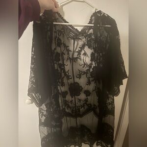 Express Black Floral Lace Cover-Up
